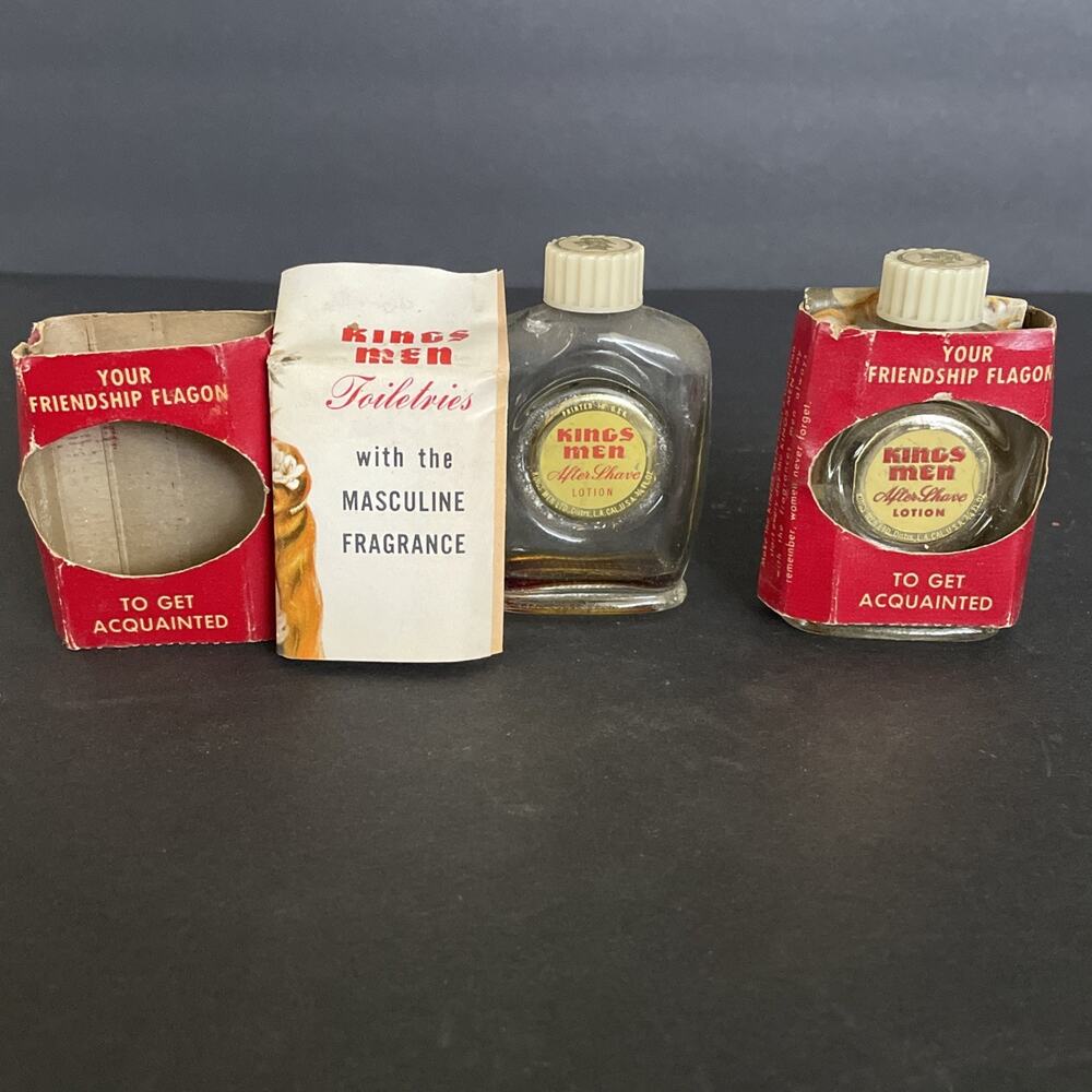 VINTAGE KINGS MEN AFTERSHAVE LOTION Glass Bottle With Box And Pamphlet